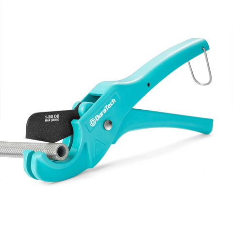 PEX Pipe Cutter For 1/8 To 1 Inch PEX And Rubber Hoses with PTFE coated sharp blade, heavy duty aluminum handle, cutting hose