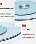 Close-up of Double Layer Quiet Bearing Lazy Susan Turntable With Tempered Glass Edge, featuring thickened tempered glass.
