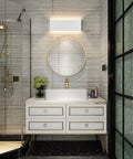Matte White Up And Down LED Vanity Light For Bathroom Wall Mount 15.75 Inch Modern Fixture above mirror, warm 3000K glow