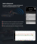 Sensored Brushless Motor And E10 ESC Combo for RC Cars with Bluetooth and mobile app control display, highlighting features