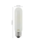 Led T10 120V 5W Frosted Dimmable Glass Bulb with dimensions, part of 2 Pack For Piano Light And Banker Light 40W Incandescent Equivalent Traditional T10 Shape 2500K Warm White 450 Lumens E26 Base.