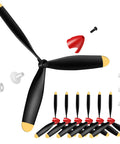 Six Spare 3 Blade RC Plane Propellers With Savers And Adapters For P40 Fighter 761-13 Remote Control Aircraft Includes Carbon Fiber Nose Cone