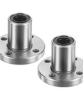 2 Pack LMK8UU Linear Ball Bearings With Round Flange And Double Rubber Seals For Buttery Smooth Glide On CNC Machines And 3D Printers Plug And Play Steel For Zero Drama Projects, showing silver round flanges and double seals.