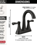 Esato Centerset Chrome Bathroom Faucet With Drain Assembly Included, dimensions and installation guide visual.