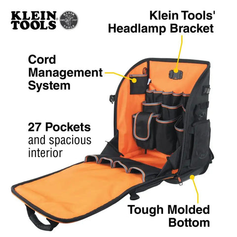 Open Tool Backpack Station Pro Heavy Duty Organizer With 27 Pockets, Large Interior And Molded Bottom, Electrician Tool Bag