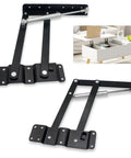 Two Piece Black Folding Spring Table Hinge For Lift Up Tables And Laptop Coffee Tables showing heavy duty metal hinge hardware