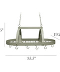 Oil Rubbed Bronze Two Light Kitchen Pot Rack With Downlights, 35.5 Inch Long, 19.25 Inch Wide, 13.5 Inch High with hooks and chains