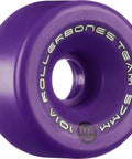 Purple 62mm 98A roller skate wheel, labeled with Team Logo 98A Recreational Roller Skate Wheels High Rebound Indoor Use Great For Artistic Skating.