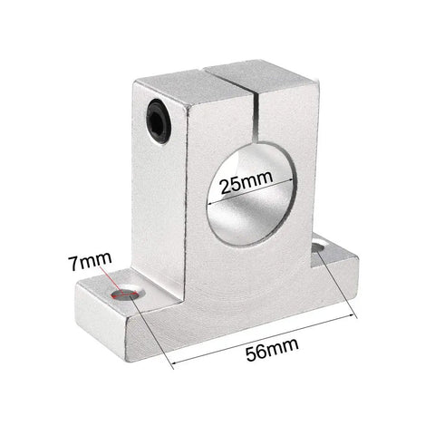 Aluminum Linear Motion Rail Clamping Rod Guide Support For 25mm Shaft, 7mm Mount Hole, for CNC and Robotics