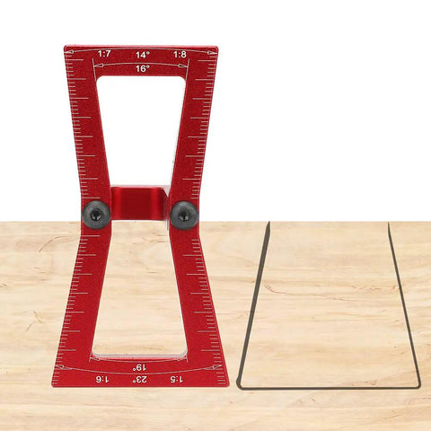 Precision Dovetail Ruler Gauge For Woodworking Aluminum Alloy Joint Layout Template With Dual Slope Ratios on wood surface.