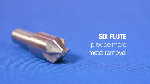 3/8 Inch 90 Degree High Speed Steel Chatterless Countersink Featuring Six Precision Flutes and a round shank for metalworking.