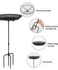 Sturdy Standing Bird Feeder Bowl On A 29.1 Inch Iron Stand, Detachable Outdoor Decor with 4 prongs base and tray bracket for gardens.