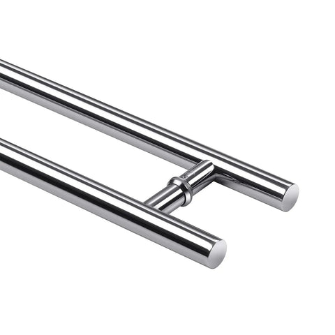Built Tough Sixty Inch Stainless Steel Door Pull Handle With Rock Solid Standoffs Heavy Duty Push And Pull Grip Ergonomic Design For Barn Or Shower Doors Polished Chrome Finish