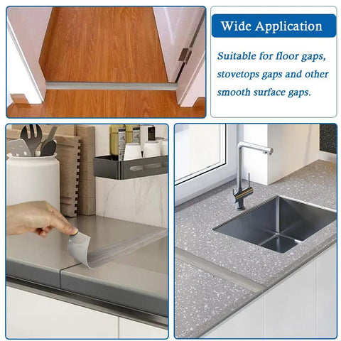 Self Adhesive Floor Transition Strip For Laminate And Vinyl Flooring 2 Inch Wide 20 Feet Long Gray Wood Grain Finish in use