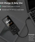 64GB MP3 Player With Bluetooth Portable HiFi Lossless Music Player connected to laptop, black, package list included.