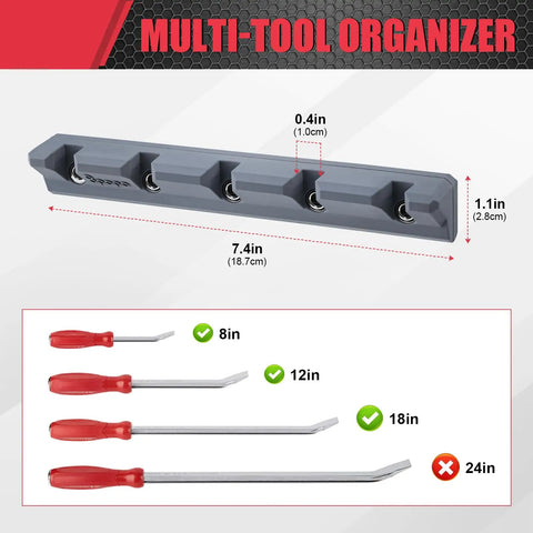 Magnetic Pry Bar Holder With Five Slots Heavy Duty Tool Organizer For Pry Bars Pliers And Screwdrivers Magnetic Storage Rack