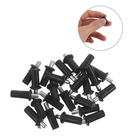 24 Piece Cabinet Door Repair Pins Kit With Spring Loaded Hinge Pins For Plastic And Metal shown in black with close-up detail