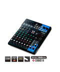 Beast 10-Channel Analog Mixer With USB Audio Interface, featuring D-PRE Mic Preamps, black body and colored knobs in diagonal view