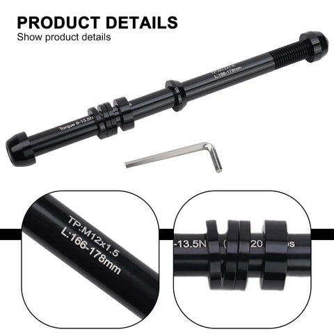 Beefed Up Heavy Duty Adjustable Thru Axle Skewer For Bike Trainers 12x142 to 148mm, CNC Aluminum Alloy, includes wrench