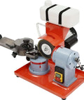 Professional Shop Grade Electric Circular Saw Blade Sharpening Machine With Water Injection Cooling Setup And Independent Dual Axis Tilt Table, side view.