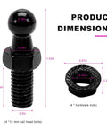 Four Pack 10mm Ball Stud Mounts For Gas Struts With Hardware Nuts 5 16 18 Thread 9 16 Inch Long Shank Carbon Steel Ball End Gas Spring Strut Studs For Hood Lift Support Black, dimensions view