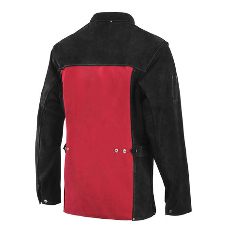 Leather Welding Jacket Built Tough For Welders, Heavy Duty Cowhide With Heat And Flame Resistance, winterproof back view