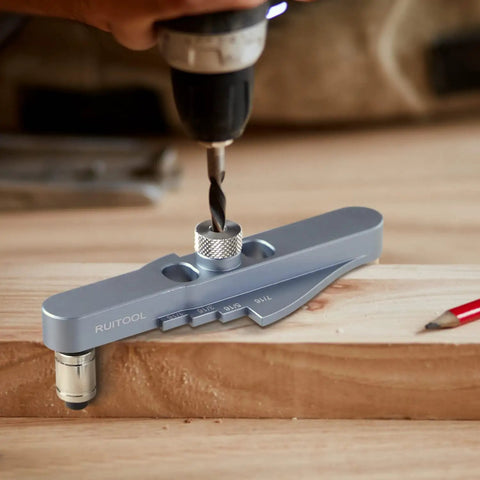 Self Centering Dowel Jig Kit With Line Scriber And Drill Guide For Precise Straight Holes Pro Grade on wooden board