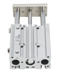 Front view of Three Rod Pneumatic Cylinder MGPM12 40Z 12mm Bore 40mm Stroke Built To Last With Three Guide Rods Double Action Linear Actuator