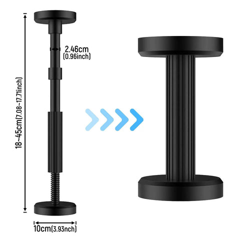 Adjustable Height Furniture Leg With Anti Shake Foot Nylon Rustproof Sink Support Leg For Cabinets Beds Sinks Center Slats And Chairs 18cm To 45cm Easy No Drill Install Heavy Duty Pair, showing height adjustment and nylon foot in black.