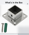 Beefy Heavy Duty Stainless Square Tube Flange Seats Approximately One Inch 25 mm Post Brackets With Screws And Expansion Tubes