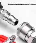 Professional 90 Degree Angled Air Powered Die Grinder showing pneumatic quick-connect fittings for secure airflow.