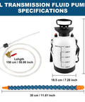 5L Transmission Fluid Pump For ATF And Gear Oil Transfer Smooth Sailing Pro Mechanic Essential For Trucks Suv Differential and Engine Service Repairs with hose and details.