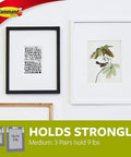 Medium Picture Hanging Strips, 52 Pairs (104 Strips), Damage Free Wall Decor Holds Up To 12 Lbs With 4 Pairs, Easy To Use