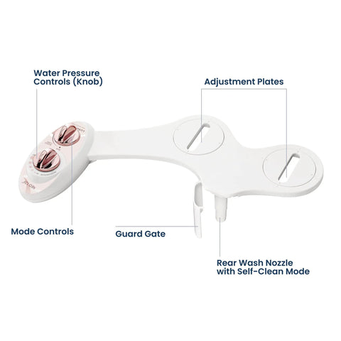 Non Electric Bidet Attachment With Self Cleaning, Single Nozzle, Rear Wash, Adjustable Water Pressure, Toilet Seat Upgrade