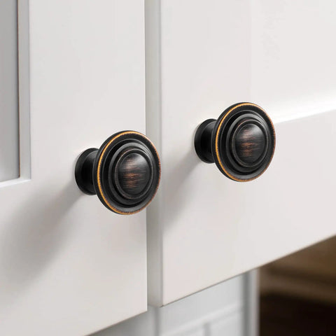 Dope Bronze Cabinet Knobs 25 Pack One And A Quarter Inch Round Drawer Knobs For Cabinets And Drawers Dresser Hardware on white cabinet