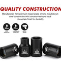 3/8 Inch Drive Magnetic Socket Set Shallow 6-Point Metric 7mm To 19mm, CR-MO Steel with black phosphate finish shown