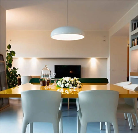Industrial Nordic Aluminum Pendant Light With E27 Base, Modern Minimalist Hanging Lamp over dining table in living space