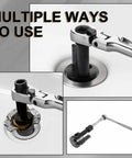 Tub Drain Removal Extractor Tool For Three Eighths Inch Ratchet, plumbing repair wrench in black and silver, multi-use scenes