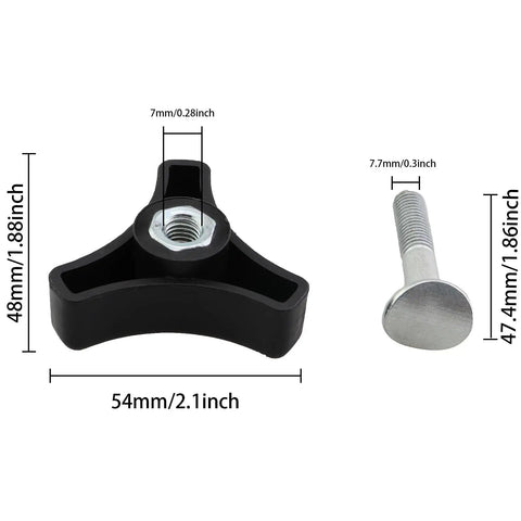 2 Pack Triangle Handle Tightening Screw Kit For Lawn Mowers Black Durable Plastic Knob Nut And Bolt Replacement dimensions