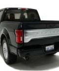 Rear view of Ford F-150 Limited Crew Cab Diecast Model Truck Black 1:24 Scale Collectible By Motormax 79364 Premium Display Piece