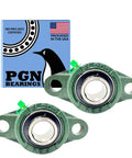 Flange Mounted Pillow Block Bearings Pack Of 2 Heavy Duty Chrome Steel Housed With 1 Inch Bore displayed with packaging
