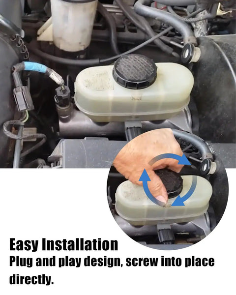 Ford Brake Master Cylinder Fluid Reservoir Cap Replacement BRFC4 installation demonstration, close-up view.