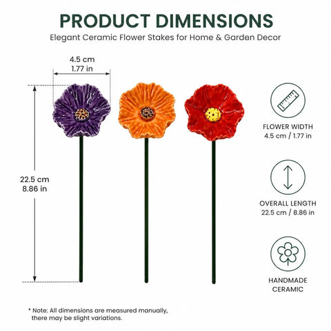 Handmade Ceramic Mini Pollinator Watering Station For Outdoor Gardens, colorful flower bee water feeder dimensions chart.