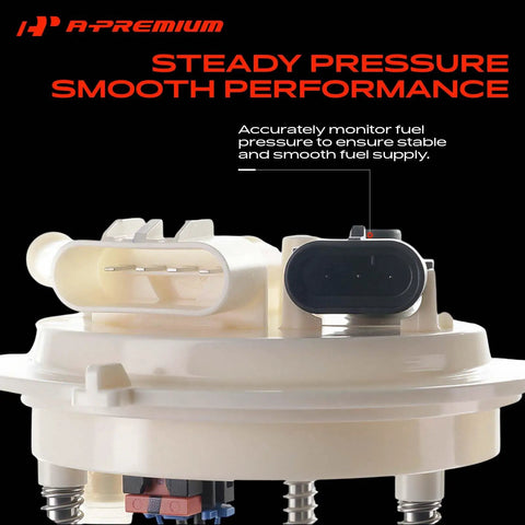 Electric Fuel Pump Module Assembly With Pressure Sensor For Chevy S10 And Gmc Sonoma 4.3L V6 1997 Over 2002 top view of connectors and module details.