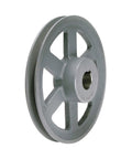 Beefy Fixed Bore V Belt Pulley, 7/8 Inch Bore, 9.25 Inch Outer Diameter, Cast Iron Construction, Heavy Duty Drive Component For 3L And 4L Belt Systems, Perfect For Tools, Machinery, DIY Garage Projects on white background