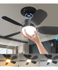 20 Inch Ceiling Fan Light With Remote, 30W 2000 Lumens Led Socket Bulb Fan, close-up view of hand adjusting light color.