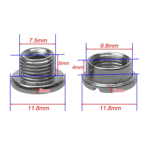 Rear Derailleur Hanger M8 Chainring Mounting Fasteners Dropout Pack Of 2 Nuts And Bolts shown with precise measurements