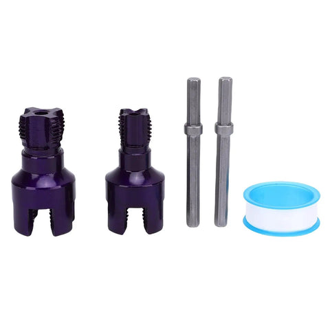 Dual Function Pipe Thread Cutting Tool Set For Internal And External Threads, DIY Friendly Design, Works On One Half Inch And Three Quarter Inch Pipes, Crafted From 40Cr Alloy Steel, Heavy Duty Hex Shank For Easy Electric Drill Threading, Two Pack, with two cutters and two shank adapters