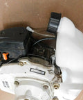 Close-up of Retro Fit Gas Fuel Tank Kit for FS106 Trimmer with Mounting Accessories Replacement ABS Tank installed