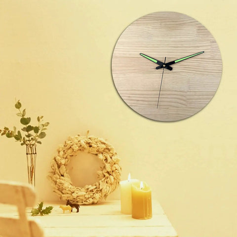 Quartz Clock Movement Kit For Repair And Replacement With Short Shaft installed in a wooden wall clock, showing DIY installation.
